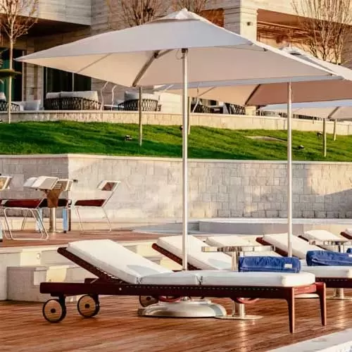 PARASOL OCEAN MASTER M1 CLASSIC, Central pole, 225x225 cm, titanium, Canopy natural, No Tilt, Auto-loc 