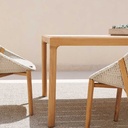 ILLUM DINING TABLE, Teak legs & Ceramic top sabbia,  100x100 cm